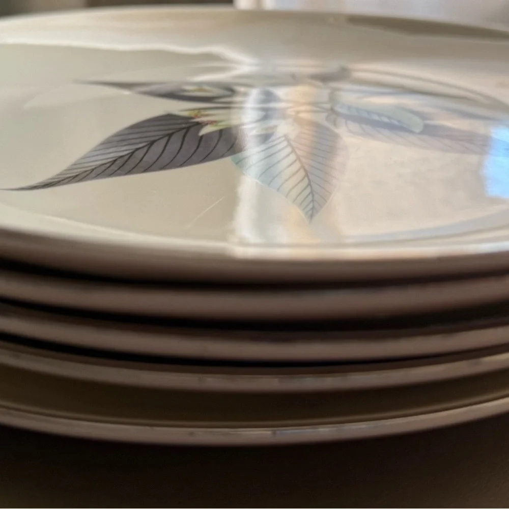 MCM Vintage Rhythm Homer Laughlin Lotus Hai Dinner Plates Set of 5